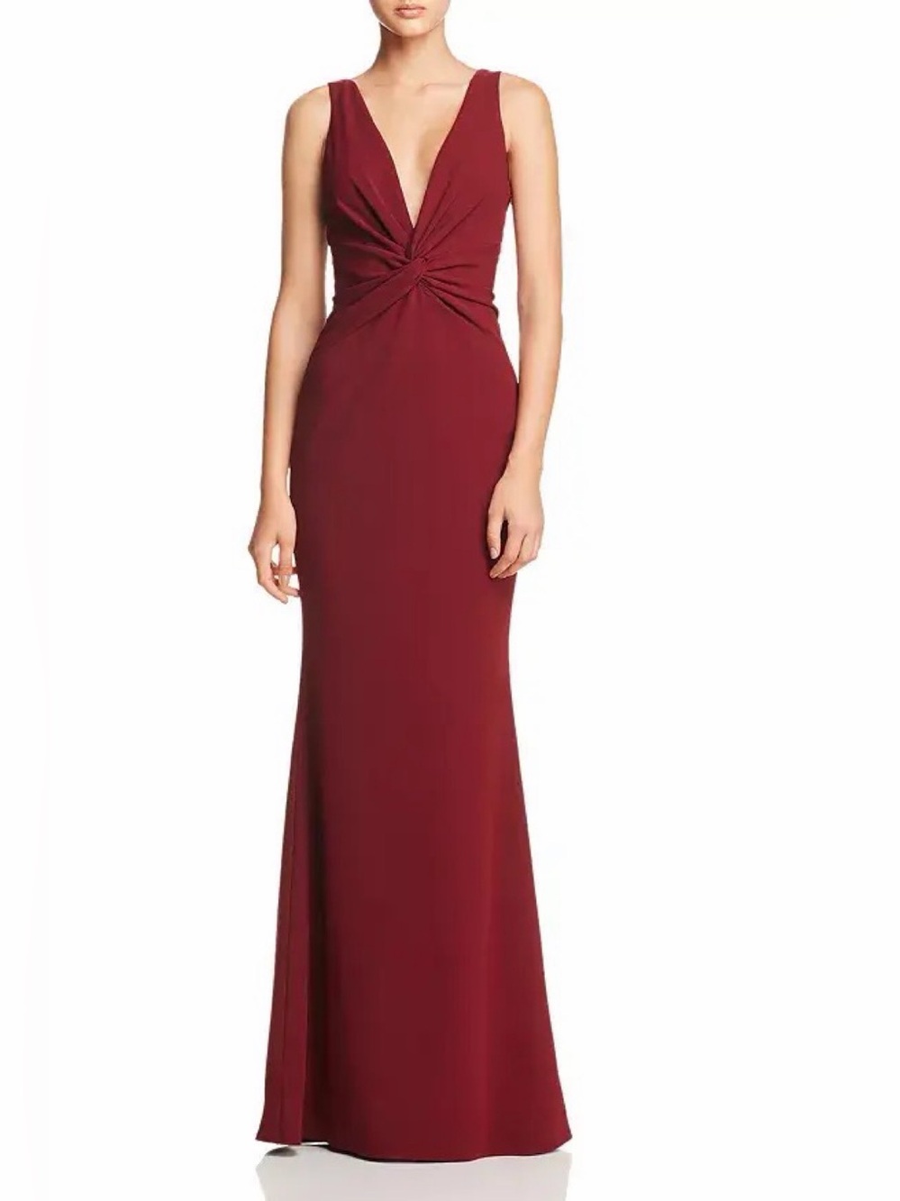 Katie May Burgundy Twist Front Sleeveless V-Neck Mermaid Evening Gown Size 6